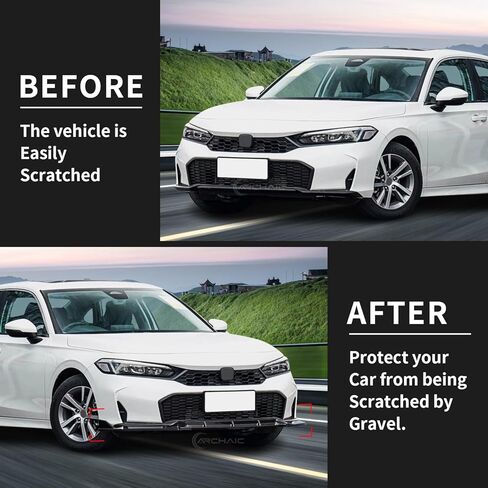 Archaic Front Lip Spoiler Compatible for 11.5th Gen Honda Civic Sedan/Hatchback 2025 2026, Bumper Lip Chin Spoiler for Facelift Civic Accessories,Front Splitter Body Kit(Gloss Black) in Saudi Arabia