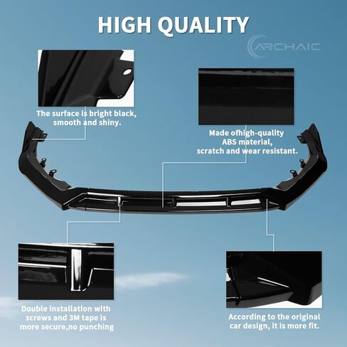 Archaic Front Lip Spoiler Compatible for 11.5th Gen Honda Civic Sedan/Hatchback 2025 2026, Bumper Lip Chin Spoiler for Facelift Civic Accessories,Front Splitter Body Kit(Gloss Black) in Saudi Arabia