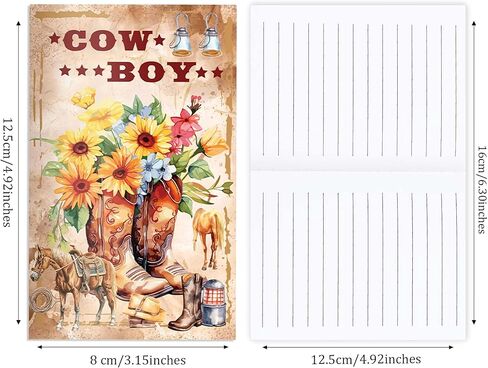 12 Pack Mini Pocket Notepads, Linear Sticky Notes with Cowboy Western Cover Notepad, 3.15 x 4.92 Inch Memo Notepad, 16 Pages for Birthday Baby Shower Party Supplies in Saudi Arabia
