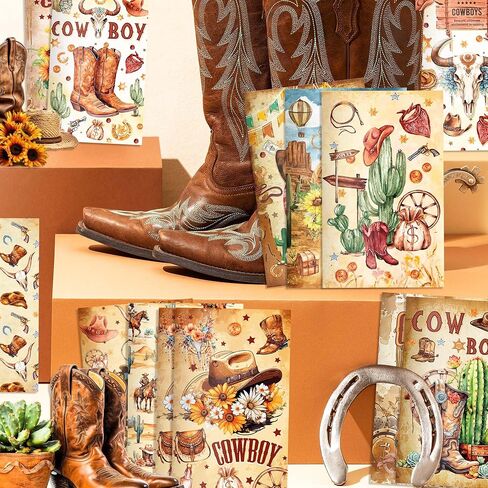 12 Pack Mini Pocket Notepads, Linear Sticky Notes with Cowboy Western Cover Notepad, 3.15 x 4.92 Inch Memo Notepad, 16 Pages for Birthday Baby Shower Party Supplies in Saudi Arabia