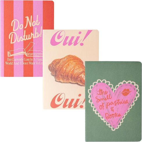 ban.do Rough Draft Notebook Journal Set of 3, Soft Cover Stitch Notebooks with 32 Lined Pages Each (Pastries and Books) in Saudi Arabia
