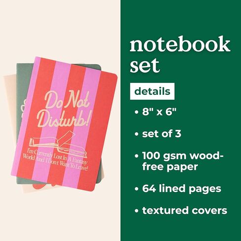 ban.do Rough Draft Notebook Journal Set of 3, Soft Cover Stitch Notebooks with 32 Lined Pages Each (Pastries and Books) in Saudi Arabia