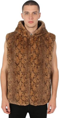 Men's Warm Faux Fur Hoodie Cool Waistcoat Short Vest Jacket Coat Sleeveless Outwearer in Kuwait