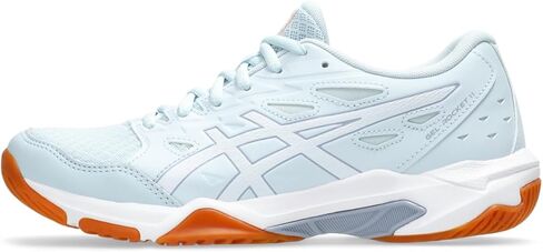 حذاء كرة الطائرة للسيدات GEL-ROCKET 11 من ASICS، مقاس 11، أبيض/ذهبي نقي in Kuwait