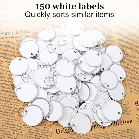 150 Piece Metal Rim Tags Round Paper Tags with Metal Rings for Car Keys and Door Keys Car and Door White in Saudi Arabia