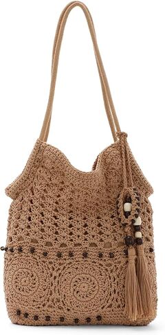 GOKTOW Crochet Shoulder Bag for Women Summer Beach Tote Bags Handwoven Cotton Hobo Vacation Purse with Tassel in Saudi Arabia