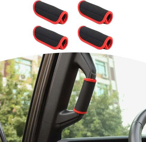 for Jeep JL Roof Grab Handle Protector Cover for Jeep Wrangler JL JLU 2018+ for Gladiator JT 2020-Present Black Red Interior Accessories Neoprene 4pcs in Saudi Arabia