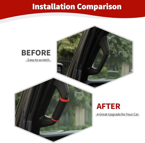 for Jeep JL Roof Grab Handle Protector Cover for Jeep Wrangler JL JLU 2018+ for Gladiator JT 2020-Present Black Red Interior Accessories Neoprene 4pcs in Saudi Arabia