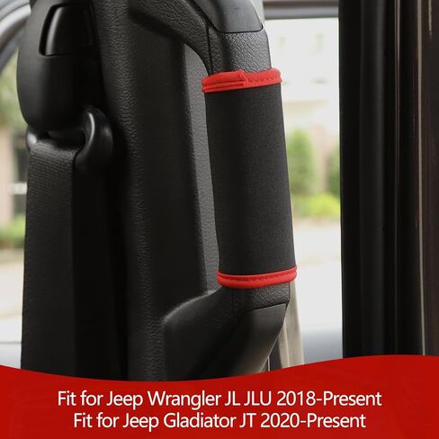 for Jeep JL Roof Grab Handle Protector Cover for Jeep Wrangler JL JLU 2018+ for Gladiator JT 2020-Present Black Red Interior Accessories Neoprene 4pcs in Saudi Arabia