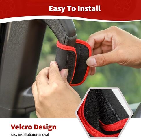 for Jeep JL Roof Grab Handle Protector Cover for Jeep Wrangler JL JLU 2018+ for Gladiator JT 2020-Present Black Red Interior Accessories Neoprene 4pcs in Saudi Arabia