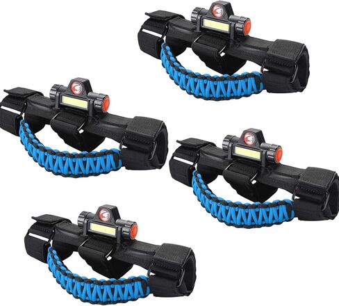 cartaoo Upgrade Roll Bar Grab Handles with Dome Light for Jeep Gladiator Accessories, Premium Paracord Grips Fit 2.0-4.0 Inch Rods CJ YJ TJ JK JL & Gladiator JT 1945-2023 (Blue 4pcs) in Kuwait