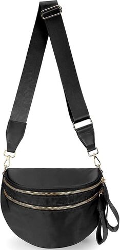 Checkered Crossbody Bag for Women - Nylon Bum Bag, Women's Crossbody Purse, Handbags, Sling Fanny Pack (Beige Checkered) in Saudi Arabia