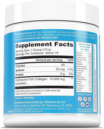 كبسولات الكولاجين البحري وحمض الهيالورونيك وفيتامين سي | 2000 مجم من ببتيدات كولاجين السمك المتحلل لكل حصة | مرونة الجلد والترطيب والشعر والأظافر ودعم المفاصل | صديقة لنباتات البيسكاتاري 30 حصة in Kuwait