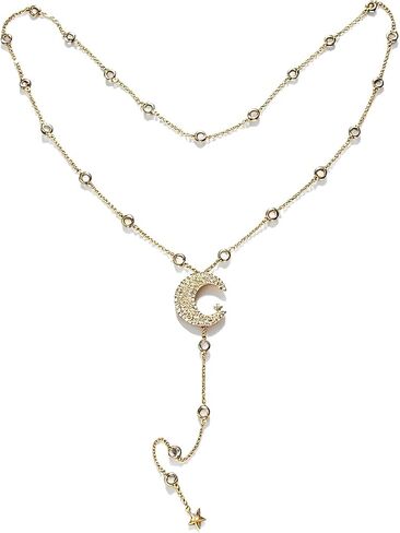Simple Rhinestone Moon Star Back Chain Body Jewelry for Women Sexy Backless Crystal Necklace Bridal Wedding Backdrop Dress Accessories Jewelry in Saudi Arabia
