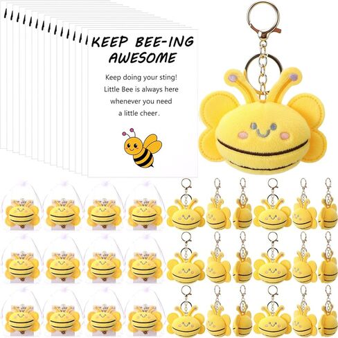 48 Set Bee Keychain Bulk Employee Appreciation Gift Set with Motivational Cards and Organza Bags for Employee Coworker Staff Office Teams Graduation Ceremony Mental Health Bee Party Favors in Saudi Arabia