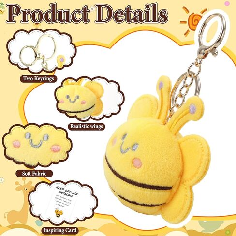 48 Set Bee Keychain Bulk Employee Appreciation Gift Set with Motivational Cards and Organza Bags for Employee Coworker Staff Office Teams Graduation Ceremony Mental Health Bee Party Favors in Saudi Arabia