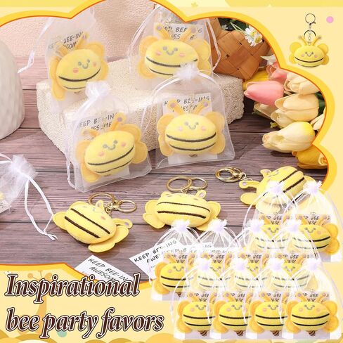 48 Set Bee Keychain Bulk Employee Appreciation Gift Set with Motivational Cards and Organza Bags for Employee Coworker Staff Office Teams Graduation Ceremony Mental Health Bee Party Favors in Saudi Arabia