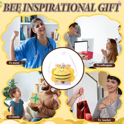 48 Set Bee Keychain Bulk Employee Appreciation Gift Set with Motivational Cards and Organza Bags for Employee Coworker Staff Office Teams Graduation Ceremony Mental Health Bee Party Favors in Saudi Arabia