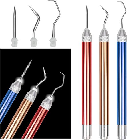 3PCS LED Weeding Tools for Vinyl with Light with Pin and Hook Lighted Pin Pen Weeding Tool for for Removing Iron on Tiny Vinyl Paper Silhouette Cutting Machines Supply (Rose Gold) in Saudi Arabia
