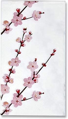 هدية بوتيك 100 أزهار الكرز مناديل الضيوف 3 طبقات ورق للاستعمال مرة واحدة، أزهار الكرز الوردي، زهور العشاء، منديل اليد للحمام وغرفة البودرة وحفلات الزفاف وعطلات استحمام الطفل والمناشف المزخرفة in Kuwait