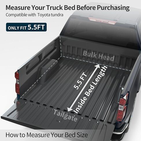 OEDRO FRP Hard Tri-fold Tonneau Cover Fits for Toyota Tundra 2022 2023 2024 2025 2026 (Excl. Trail) 5.5ft Bed with Deck Rail System, Weather-Resistant in Saudi Arabia