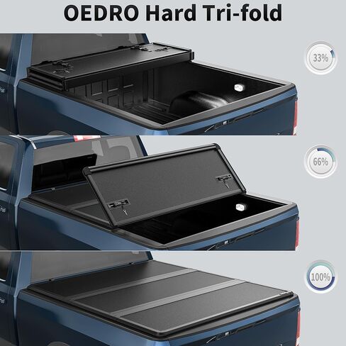 OEDRO FRP Hard Tri-fold Tonneau Cover Fits for Toyota Tundra 2022 2023 2024 2025 2026 (Excl. Trail) 5.5ft Bed with Deck Rail System, Weather-Resistant in Saudi Arabia