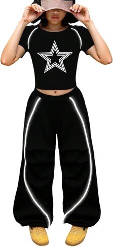 SOLY HUX Girl's Clothing Set Y2k Crop Top Wide Leg Pants 2 Piece Outfit Summer Clothes Streetwear in Saudi Arabia