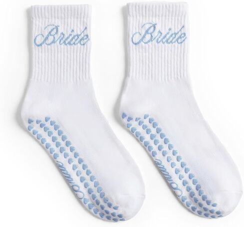 xo, Fetti Bride Pilates Sock - Grippy Bottom | Bachelorette Party, Bridal Shower, Wedding Gift, Bride Tribe, Something Blue, Bridal Socks in Saudi Arabia