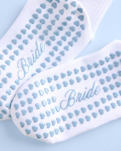 xo, Fetti Bride Pilates Sock - Grippy Bottom | Bachelorette Party, Bridal Shower, Wedding Gift, Bride Tribe, Something Blue, Bridal Socks in Saudi Arabia