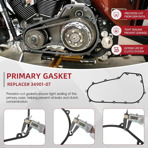 Primary Cover Gasket Kit for Harley Davidson 2006-2017 Road King Street Glides Electra Glide Ultra Limited FLHT Softail, Replace# 63859-95B 34901-07 17369-06 12066 12052A 34934-06 in Saudi Arabia