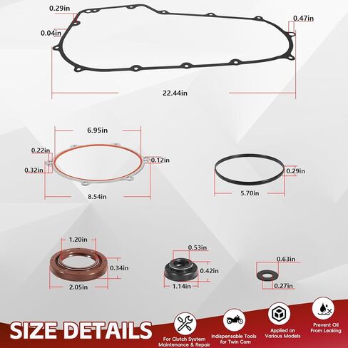 Primary Cover Gasket Kit for Harley Davidson 2006-2017 Road King Street Glides Electra Glide Ultra Limited FLHT Softail, Replace# 63859-95B 34901-07 17369-06 12066 12052A 34934-06 in Saudi Arabia