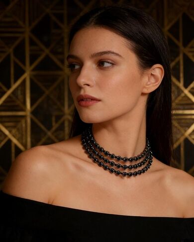 Black Rhinestone Necklace for Women Sparkly Black Crystal Choker Elegant Wide Collar Necklaces Wedding Birdal Necklace Prom Party Wedding Jewelry Accessories in Saudi Arabia