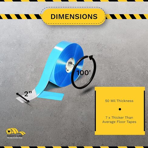 شريط تحديد الأرضيات الشفاف من مايتي لاين، شديد التحمل، قابل للتقشير واللصق، لاصق، جودة صناعية، 2 بوصة، لفة 100 قدم in Kuwait