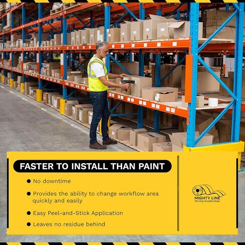 شريط تحديد الأرضيات الشفاف من مايتي لاين، شديد التحمل، قابل للتقشير واللصق، لاصق، جودة صناعية، 2 بوصة، لفة 100 قدم in Kuwait