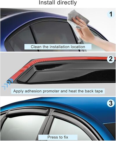 4 Pcs Tape-On Rain Guards Fit for Kia Rio Sedan 2018 2019 2020 2021 2022 2023, Extra Durable Window Deflectors and Window Visors for Shading Ventilation and Rain Protection, Smoke Black in Saudi Arabia