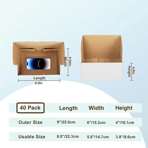 WIFTREY 9X6X4 Shipping Box White Set of 25, 9 x 6 x 4 Corrugated Cardboard Box for Packaging Small Business, Literature Mailer in Kuwait