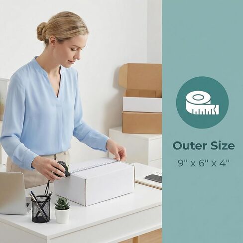 WIFTREY 9X6X4 Shipping Box White Set of 25, 9 x 6 x 4 Corrugated Cardboard Box for Packaging Small Business, Literature Mailer in Kuwait