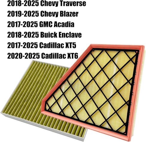 Engine Cabin Air Filters Compatible with 2018-2025 Traverse, 2019-2025 Blazer, 2017-2025 Acadia, 2018-2025 Enclave, 2017-2025 XT5, 2020-2025 XT6 Dust Air Filtration 22743911 A3212C CA12166 CF11966 in Saudi Arabia