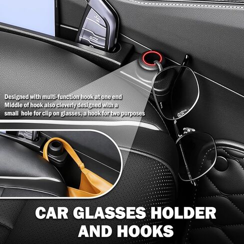 2PCS Car Seat Gap Filler Organizer with Car Glasses Holder,Multi-Function Cars Gap Seat Filler with Hooks,Storage Slots,Universal in Between Cars Seats Catcher for Gaps Filling in Kuwait