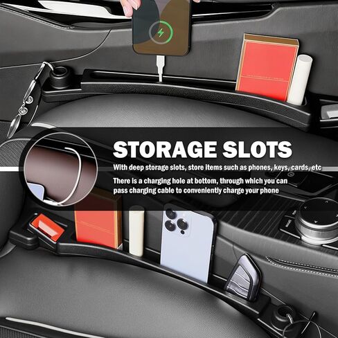 2PCS Car Seat Gap Filler Organizer with Car Glasses Holder,Multi-Function Cars Gap Seat Filler with Hooks,Storage Slots,Universal in Between Cars Seats Catcher for Gaps Filling in Kuwait