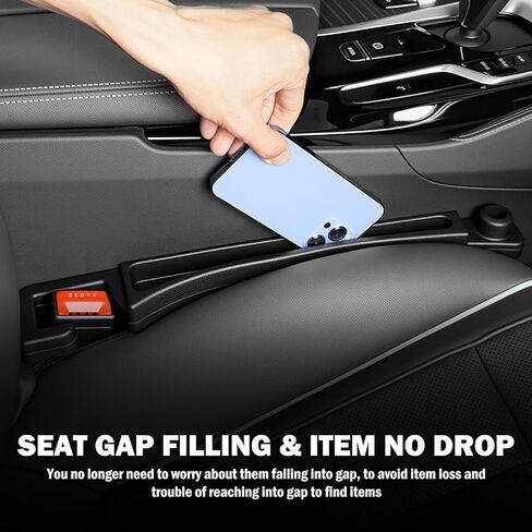 2PCS Car Seat Gap Filler Organizer with Car Glasses Holder,Multi-Function Cars Gap Seat Filler with Hooks,Storage Slots,Universal in Between Cars Seats Catcher for Gaps Filling in Kuwait