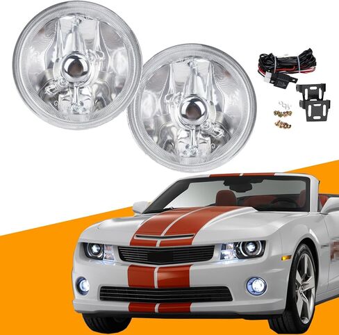 YLT AUTO زوج عالمي 4 بوصة ضوء الضباب المستدير الكروم الإسكان الهالوجين مصباح الضباب للقيادة عدسة واضحة مع لمبة ومجموعة مجموعة الأسلاك in Kuwait