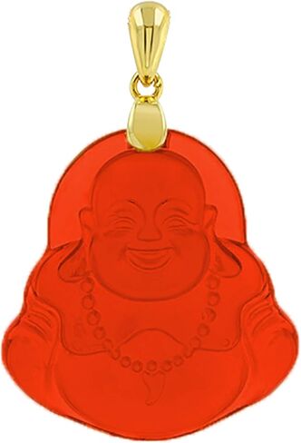 Happy Laughing Buddha Red Jade Pendant Necklace Figaro Gold Chain Genuine Certified Grade A Jadeite Jade Hand Crafted, Jade Necklace, 14k Gold Filled Laughing Jade Buddha necklace, Jade Medallion in Saudi Arabia