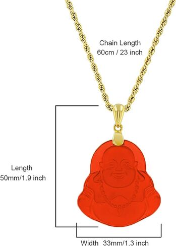 Happy Laughing Buddha Red Jade Pendant Necklace Figaro Gold Chain Genuine Certified Grade A Jadeite Jade Hand Crafted, Jade Necklace, 14k Gold Filled Laughing Jade Buddha necklace, Jade Medallion in Saudi Arabia