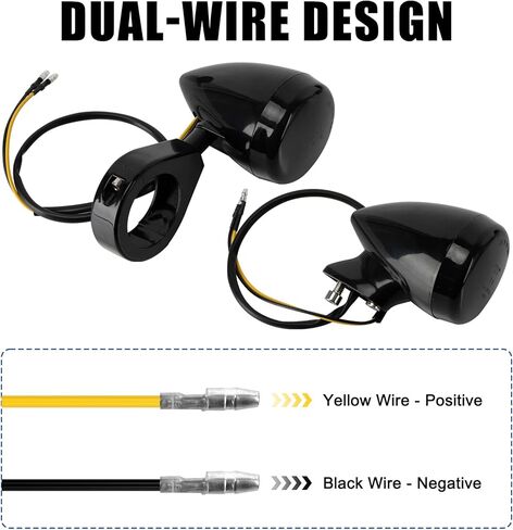 PSLER Motorcycle Turn Signal Light 41 mm Fork Clamp Front Rear Set LED Turn Signals Compatible with Sportster XL 883 1200, 2 Pairs, Black in Saudi Arabia