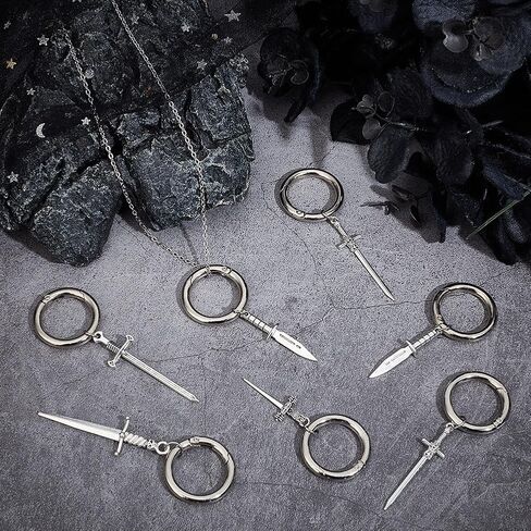 10 Pcs 5 Styles Alloy Shoe Charms, Tibetan Style Shoe Decoration Pendant Dagger Shape Shoe Charm with Spring O Ring for Boots Shoe Decor Birthday Gift in Saudi Arabia