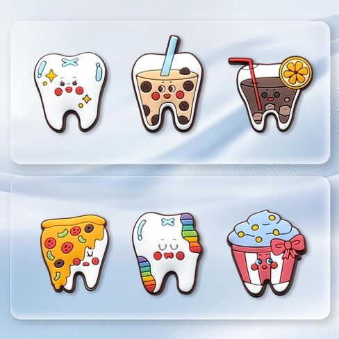 Summer Teeth Food Flowers Shoe Charms, Veterinary Fruit Dessert Croc Charms Pack for Shoe Decoration in Saudi Arabia