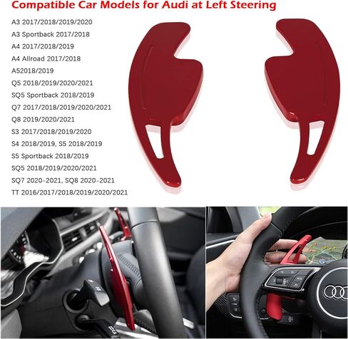 Steering Wheel Paddle Shifter Extensions Fit for Audi A4 2017-2019 A3 S3 2017-2020 A5 S4 S5 2018-2019 Q5 SQ5 2018-2021 Q7 2017-2021 Q8 2019-2021 SQ7 SQ8 2020-2021 TT 2016-2021 TTS 2016-2020 (Red) in Saudi Arabia