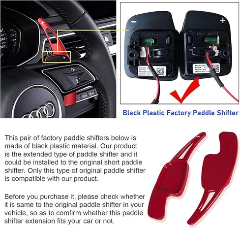Steering Wheel Paddle Shifter Extensions Fit for Audi A4 2017-2019 A3 S3 2017-2020 A5 S4 S5 2018-2019 Q5 SQ5 2018-2021 Q7 2017-2021 Q8 2019-2021 SQ7 SQ8 2020-2021 TT 2016-2021 TTS 2016-2020 (Red) in Saudi Arabia
