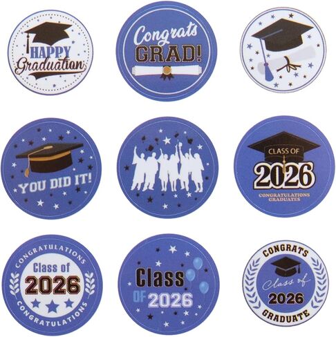 ShumKwin180 PCS Graduation Stickers Class of 2026, Graduation Envelope Certificates Seals, Candy Drops Labels Sticker for Chocolate Kisses Candy Stickers for Graduation Party Favors 0.75 inch, Blue in Saudi Arabia